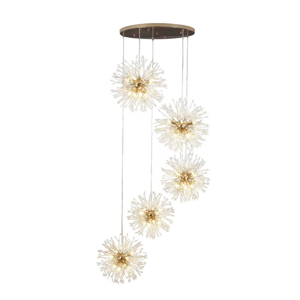 Contemporary Gold Cluster Firework Sphere Chandelier