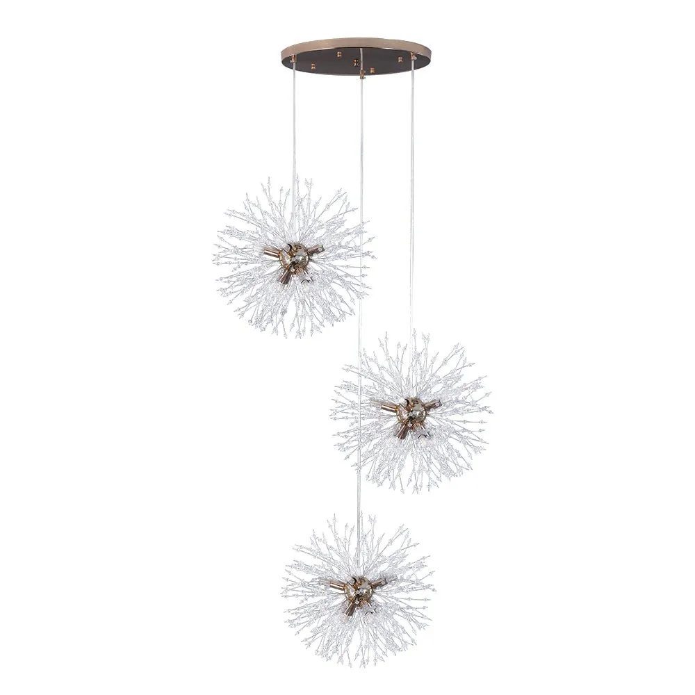 Contemporary Gold Cluster Firework Sphere Chandelier