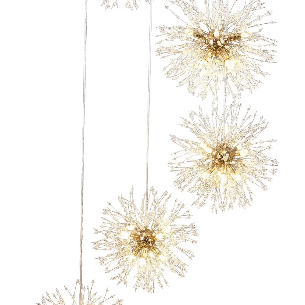 Contemporary Gold Cluster Firework Sphere Chandelier
