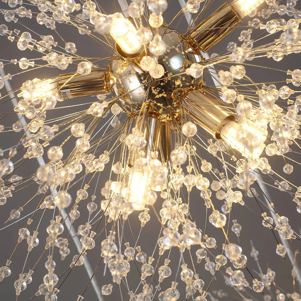 Contemporary Gold Cluster Firework Sphere Chandelier