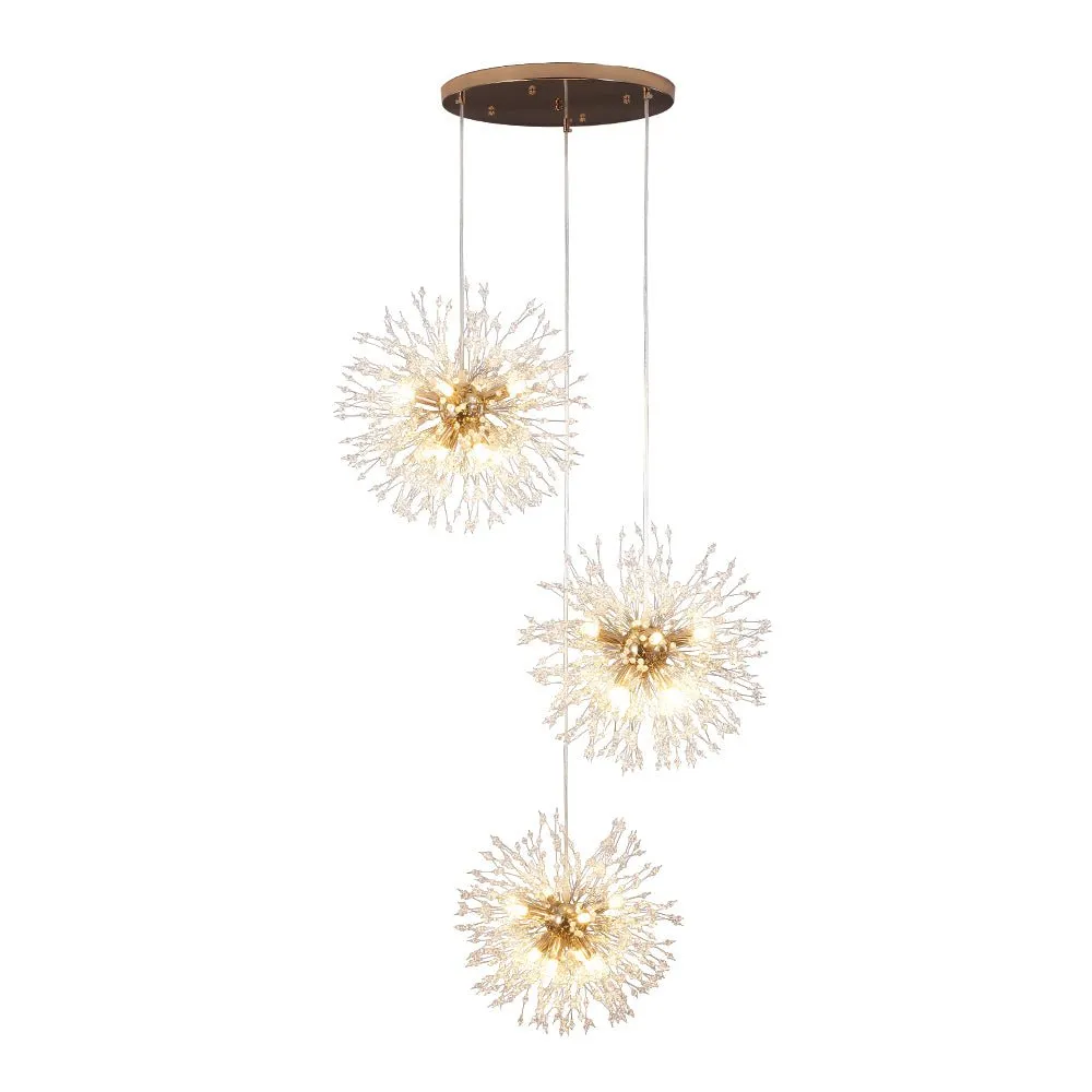 Contemporary Gold Cluster Firework Sphere Chandelier