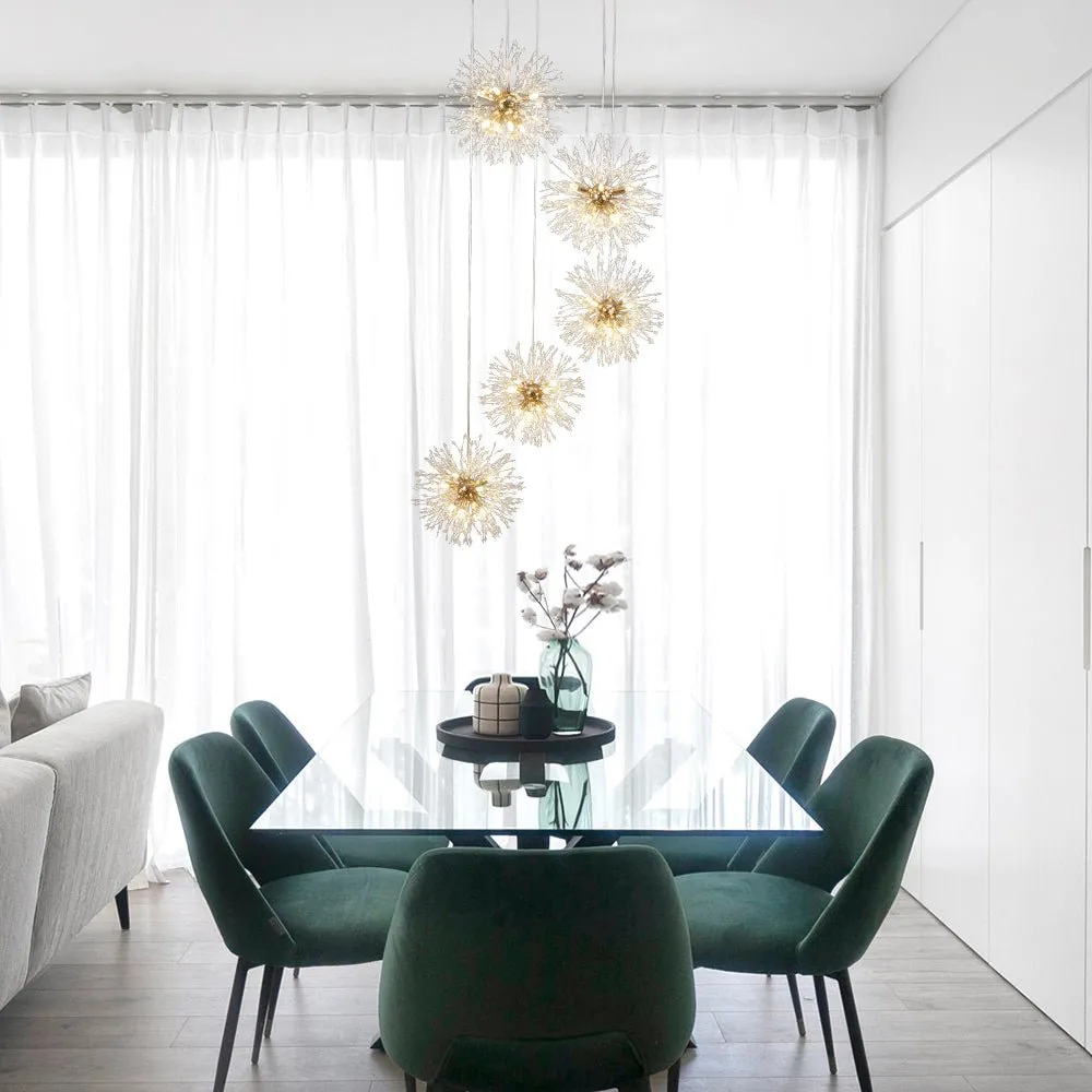 Contemporary Gold Cluster Firework Sphere Chandelier