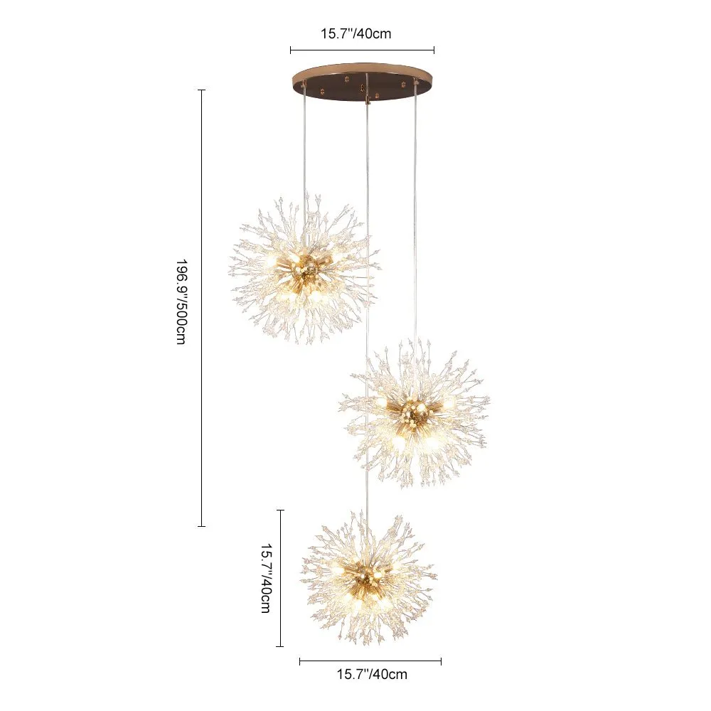 Contemporary Gold Cluster Firework Sphere Chandelier