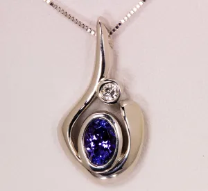 Contemporary Tanzanite and Diamond Pendant