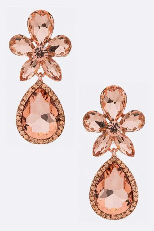 Crsytal Flower Chandelier Earrings
