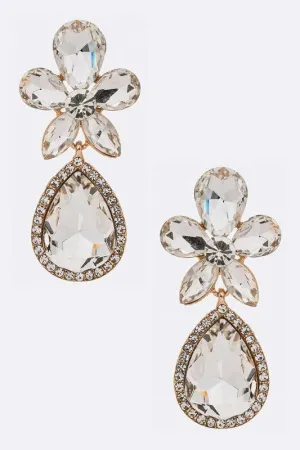 Crsytal Flower Chandelier Earrings