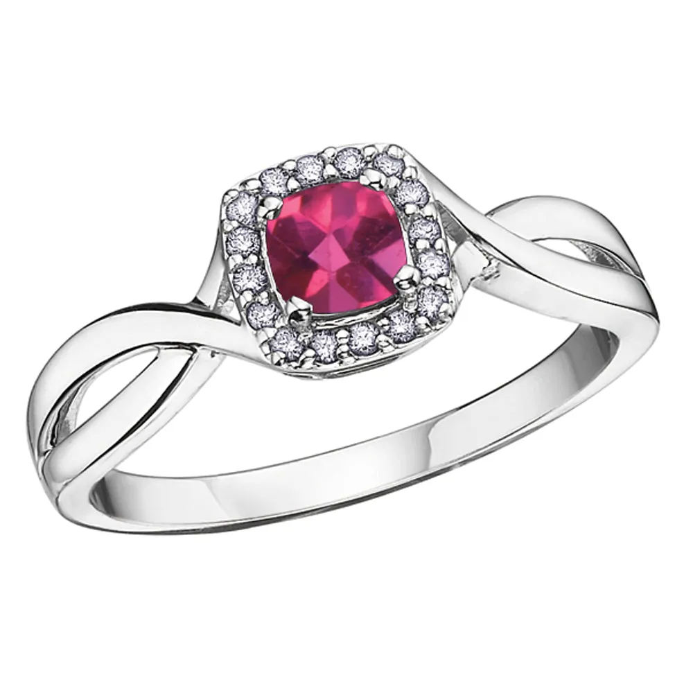 Cushion Cut Birthstone Rings with Diamond Halo