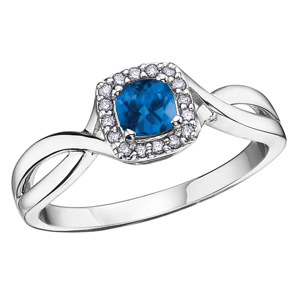 Cushion Cut Birthstone Rings with Diamond Halo