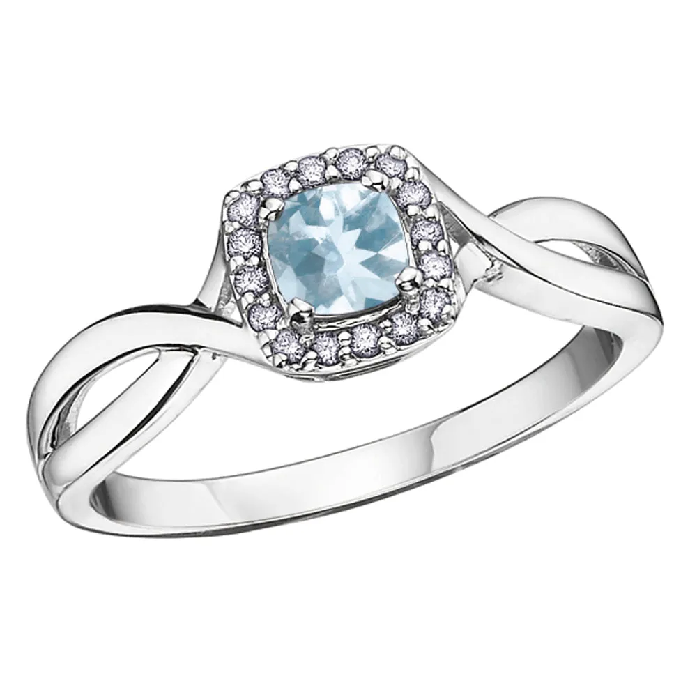 Cushion Cut Birthstone Rings with Diamond Halo