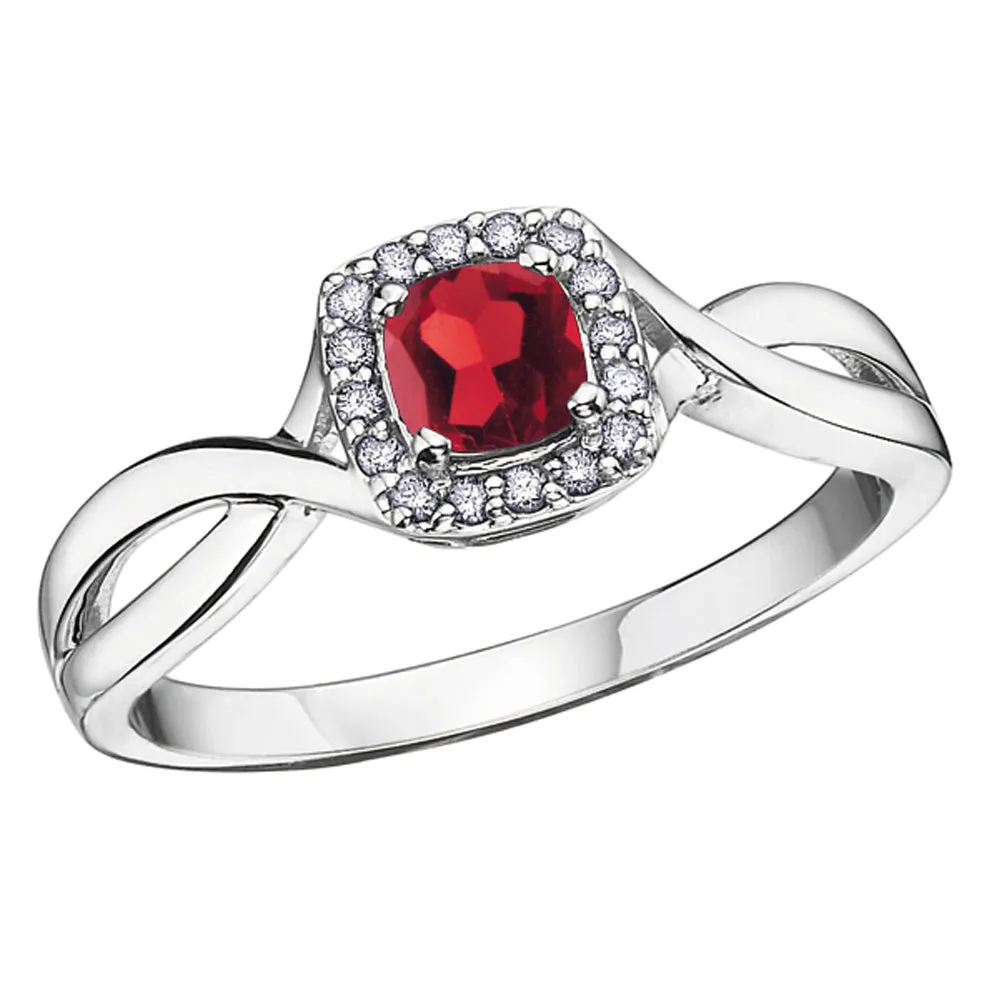 Cushion Cut Birthstone Rings with Diamond Halo