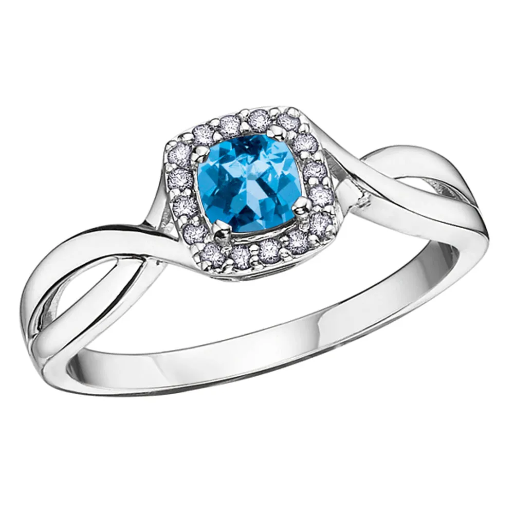 Cushion Cut Birthstone Rings with Diamond Halo