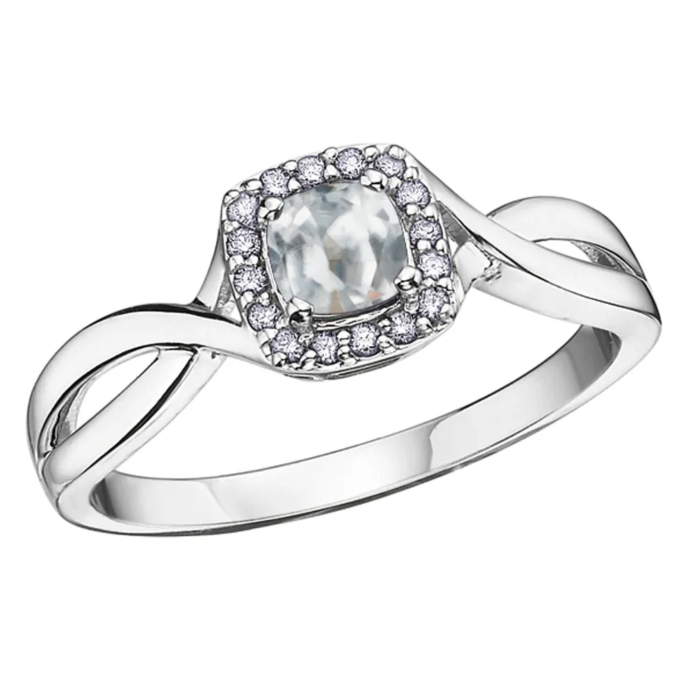 Cushion Cut Birthstone Rings with Diamond Halo