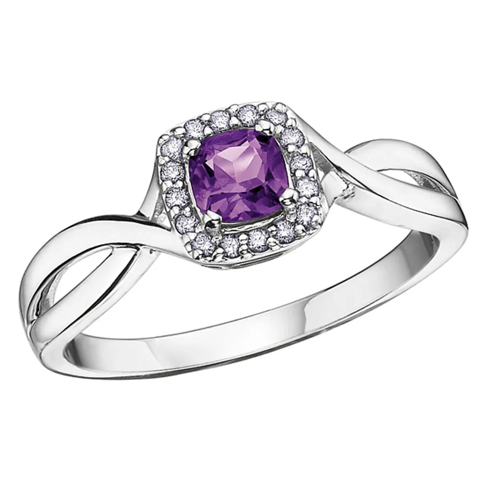 Cushion Cut Birthstone Rings with Diamond Halo