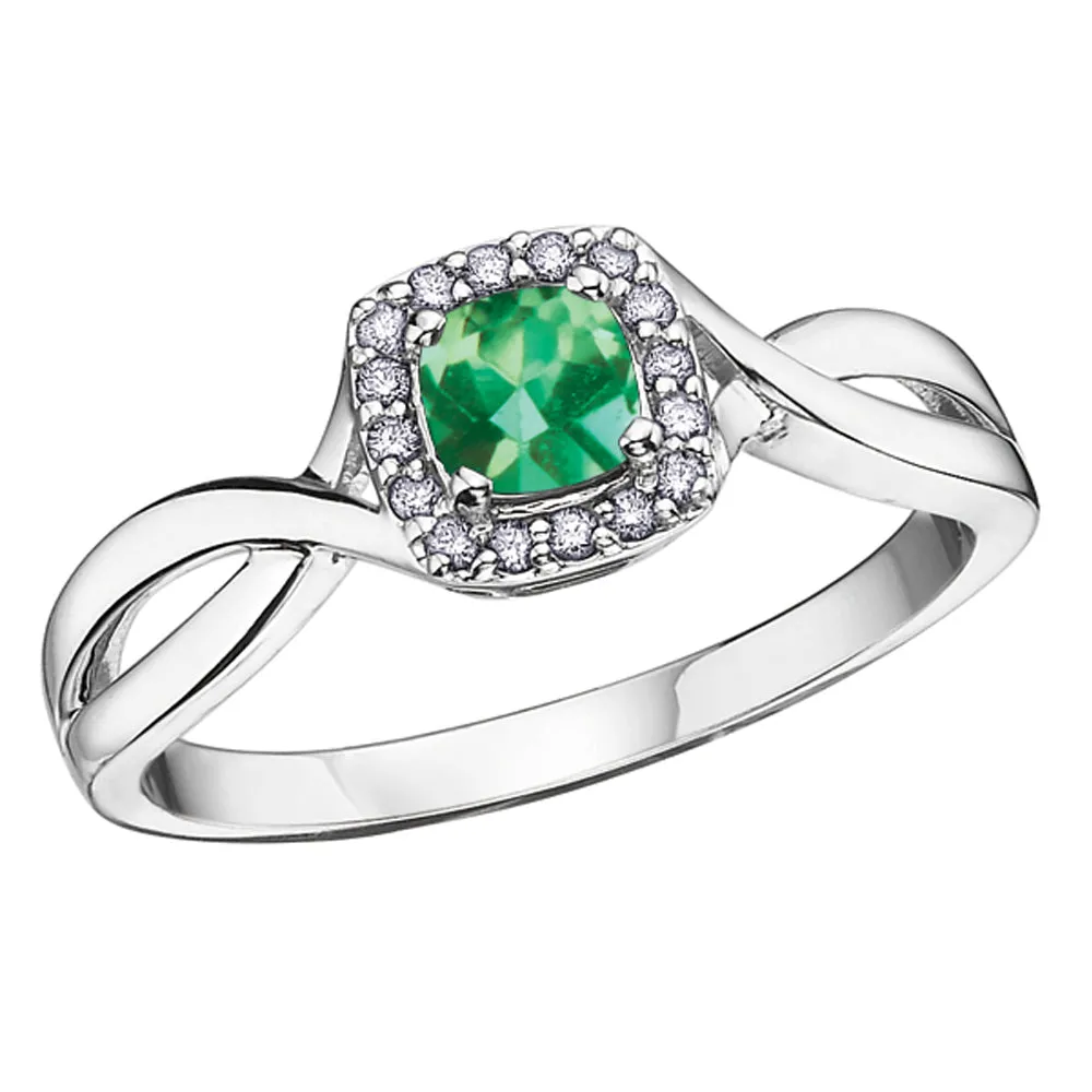 Cushion Cut Birthstone Rings with Diamond Halo
