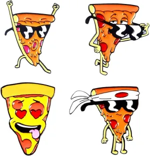 Cute Cartoon Brooch Pins Enamel Brooches Lapel Pins Badge for Women for Clothing Bag Decor (Funny pizza)
