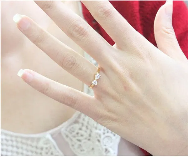 Cute Crystal Bow Finger Rings for Women (R371)