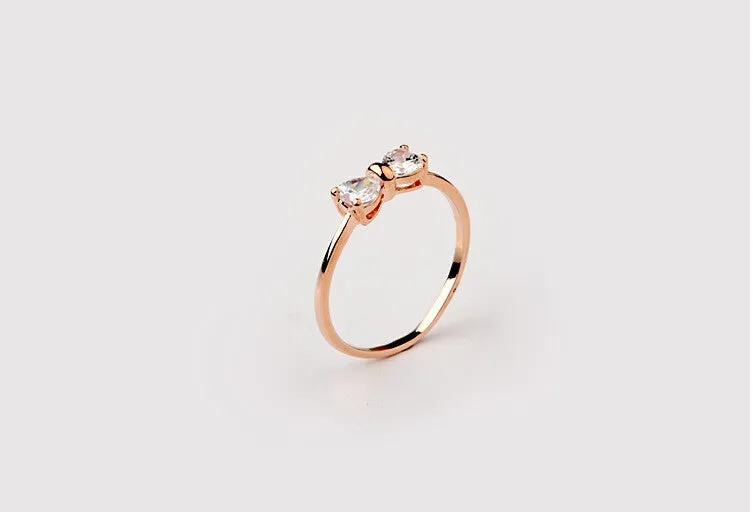 Cute Crystal Bow Finger Rings for Women (R371)