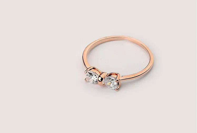 Cute Crystal Bow Finger Rings for Women (R371)