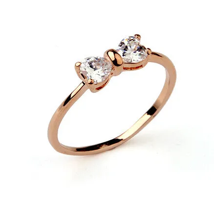 Cute Crystal Bow Finger Rings for Women (R371)