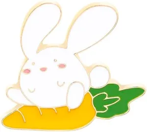 Cute Little Rabbit And Carrot Enamel Pin Brooch Cute Hard Enamel Lapel Pin Cartoon Badge for Children's Day Gift Clothes Backpacks Badges Hats Bags