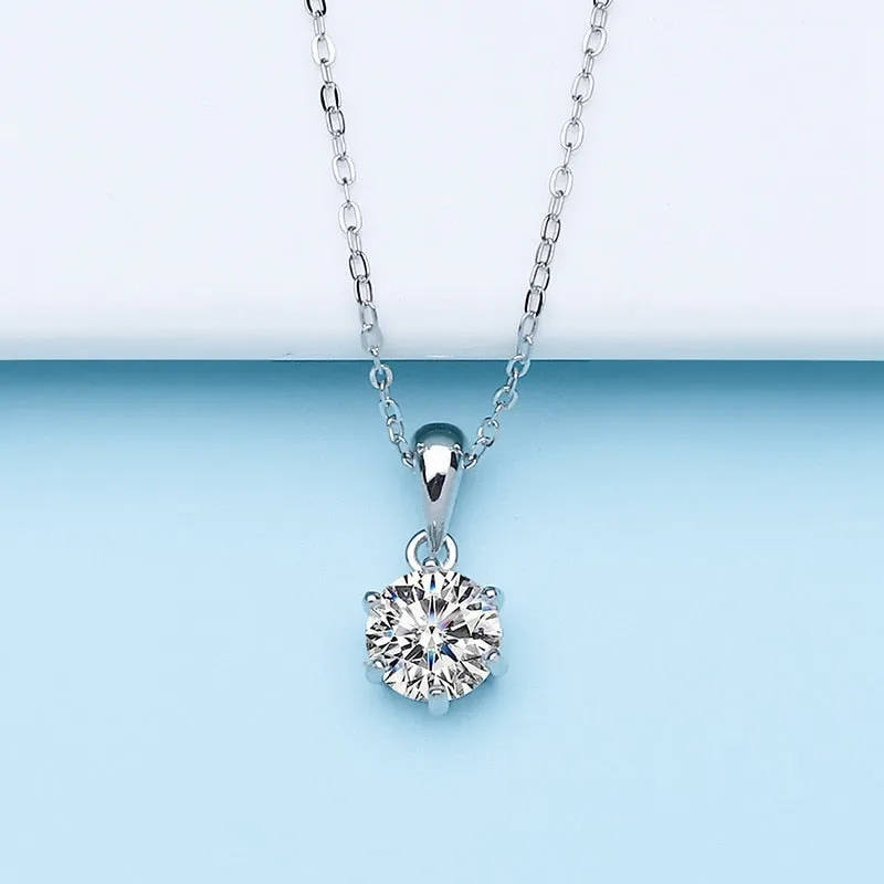 D Color VVS1 Moissanite Necklace 2 Ct Round Brilliant Diamonds Solitaire Pendant