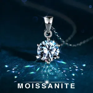 D Color VVS1 Moissanite Necklace 2 Ct Round Brilliant Diamonds Solitaire Pendant