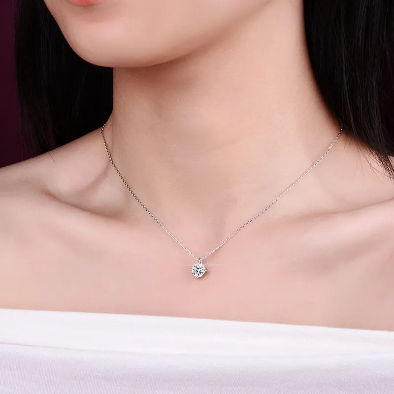 D Color VVS1 Moissanite Necklace 2 Ct Round Brilliant Diamonds Solitaire Pendant