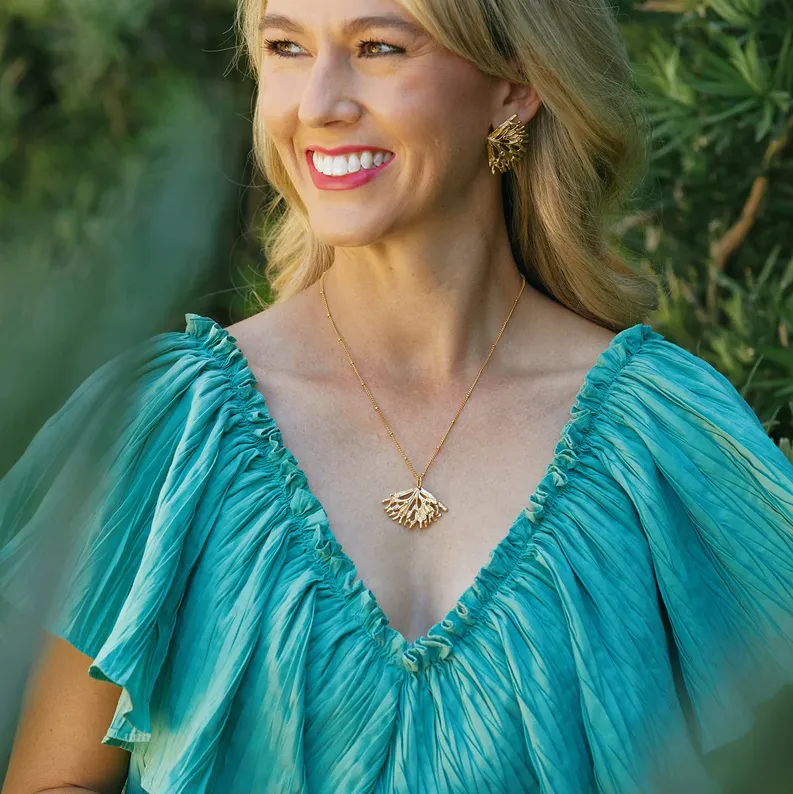 Dainty Gold Plated Coral Necklace