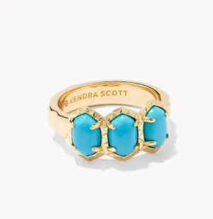 Daphne Gold Band Ring in Variegated Turquoise Magnesite