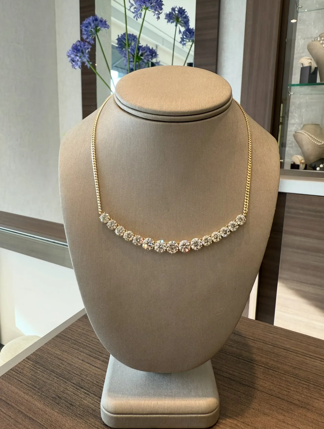 Diamond 16.78ctw Smile Necklace 14K Yellow Gold