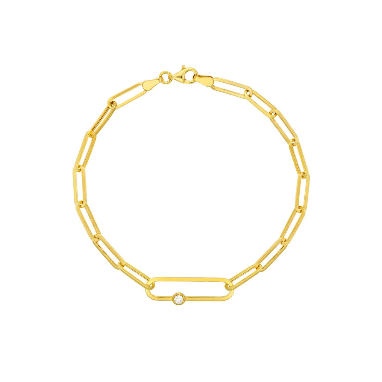 Diamond Accent Gold Paper Clip Chain Bracelet