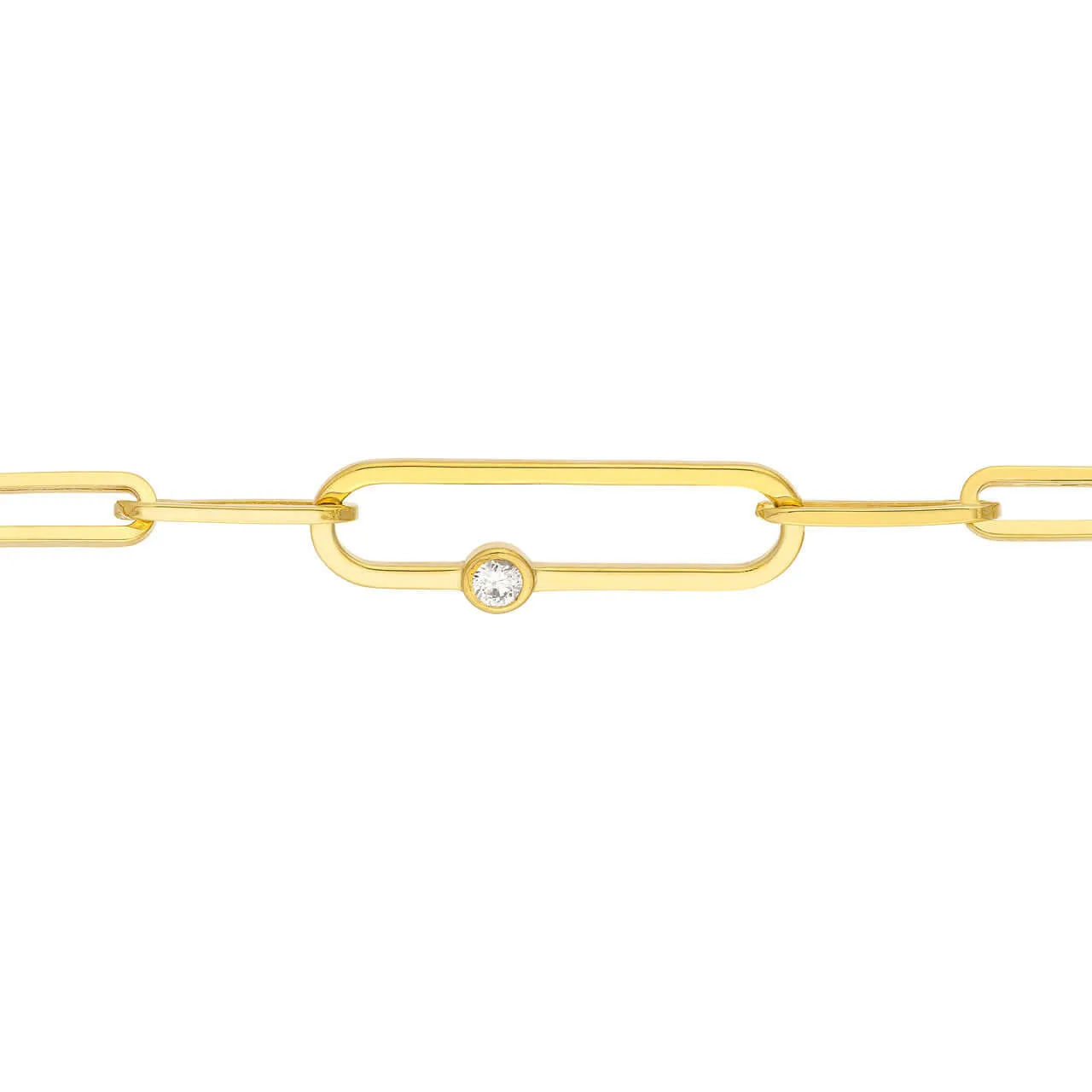 Diamond Accent Gold Paper Clip Chain Bracelet