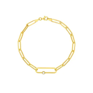 Diamond Accent Gold Paper Clip Chain Bracelet