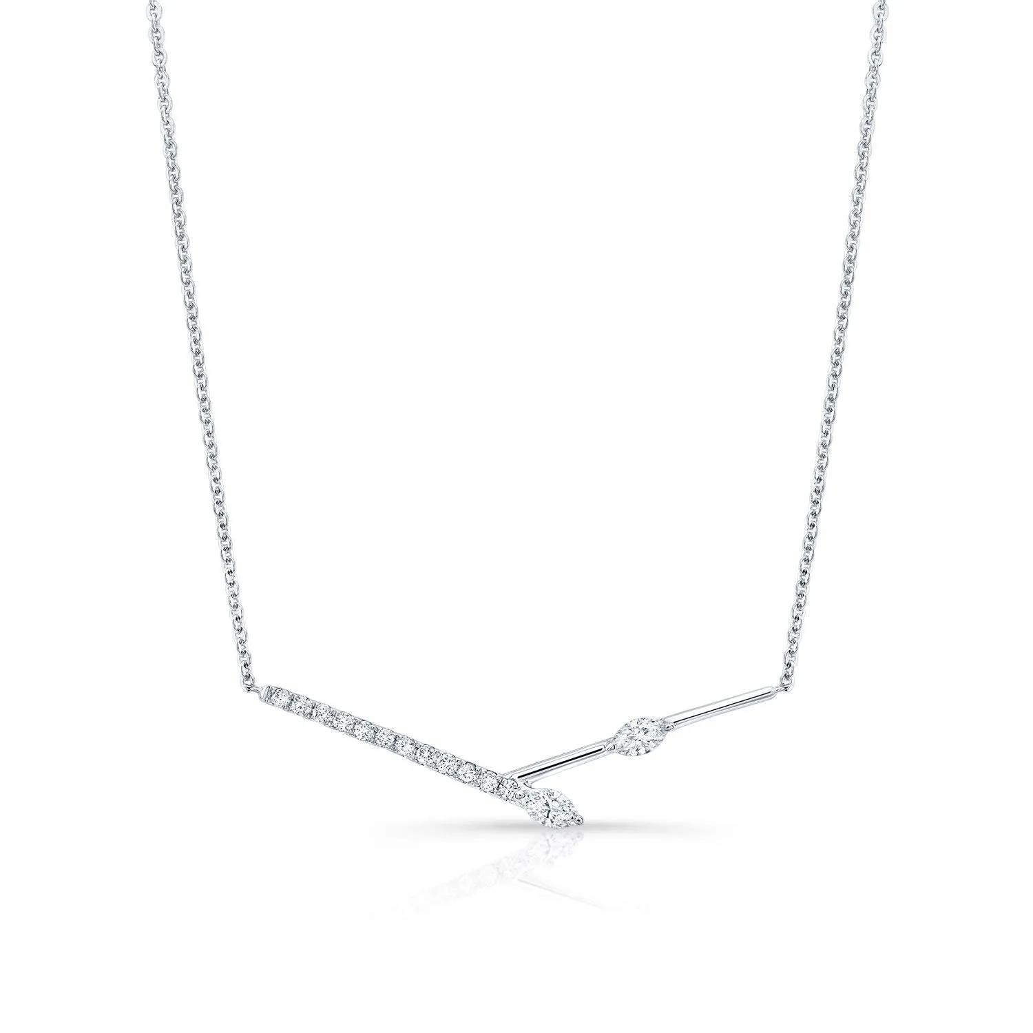Diamond Melded Bars Necklace In 14k White Gold (1/3 Ct.tw.)