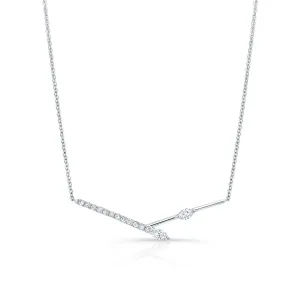 Diamond Melded Bars Necklace In 14k White Gold (1/3 Ct.tw.)
