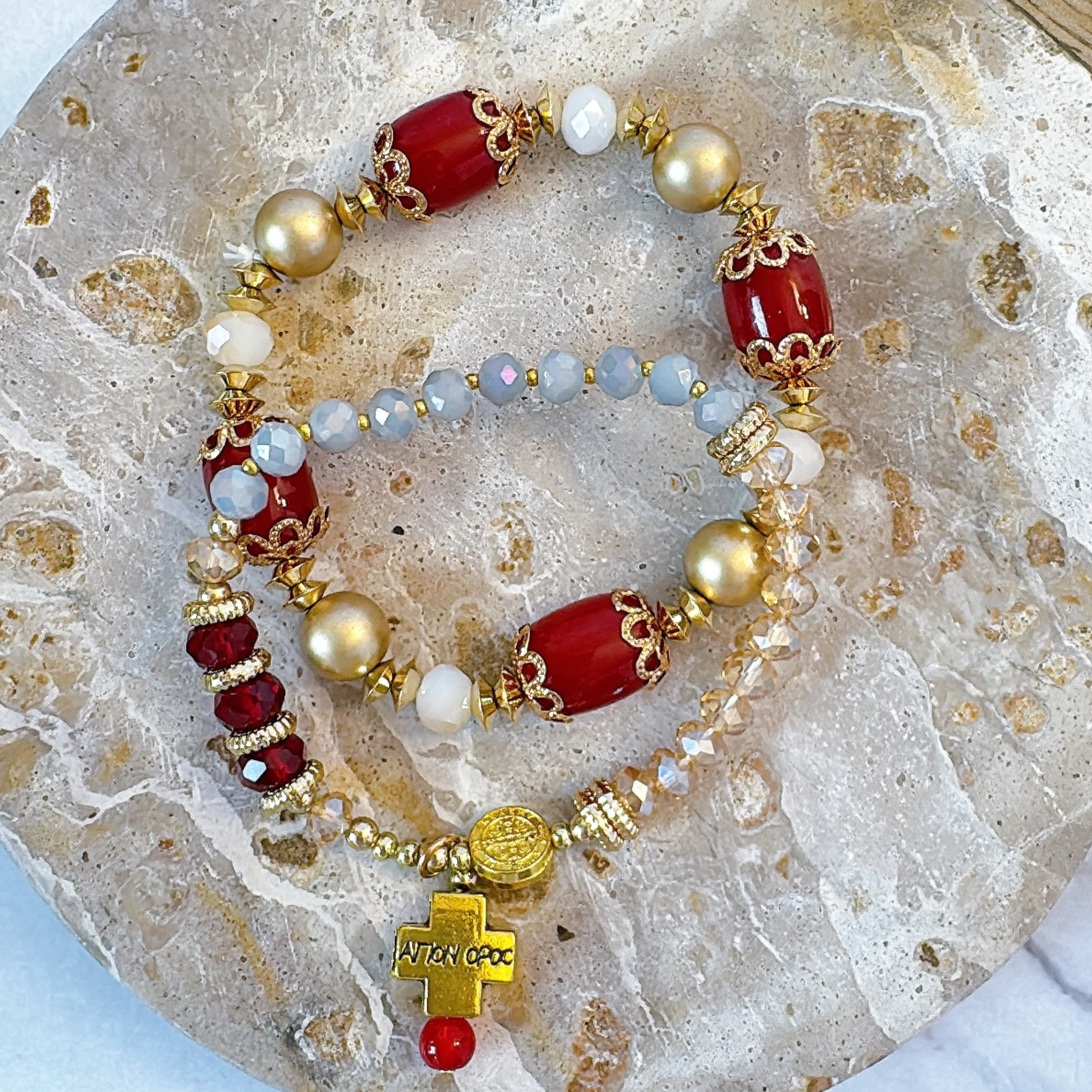 Divine Mercy Two Decades Rosary Bracelet Set