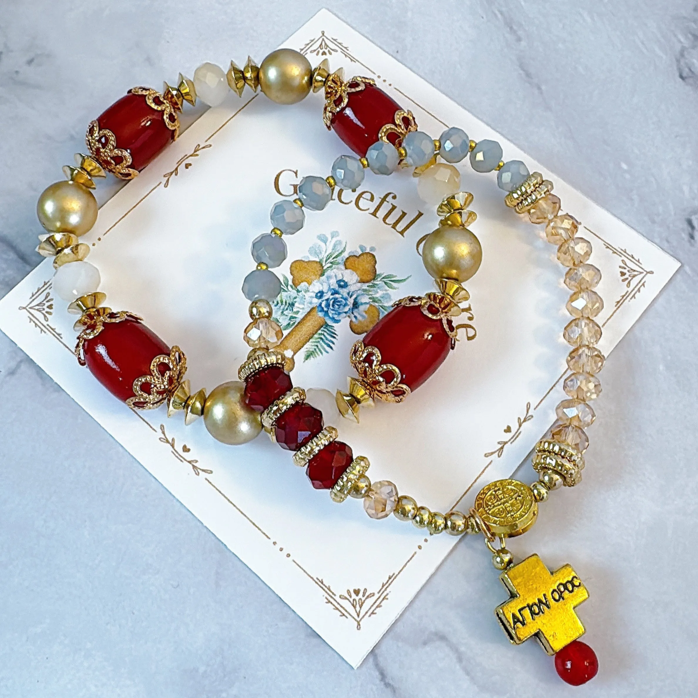 Divine Mercy Two Decades Rosary Bracelet Set
