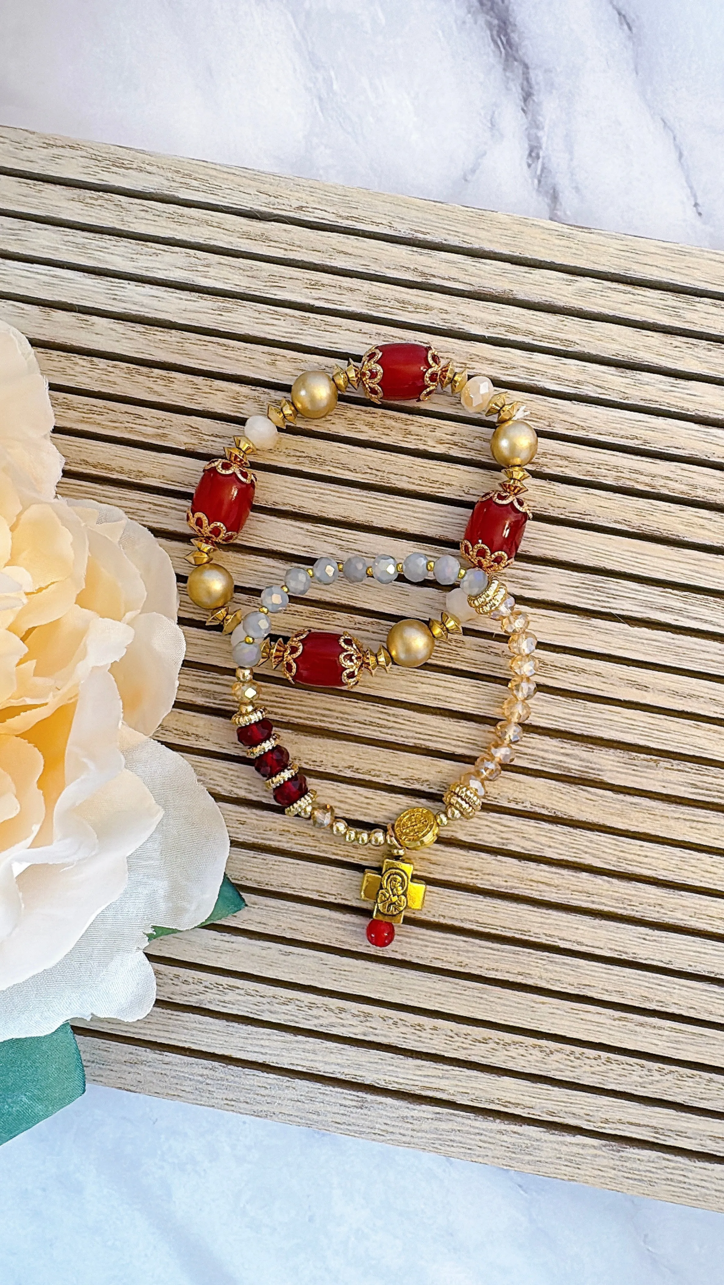 Divine Mercy Two Decades Rosary Bracelet Set