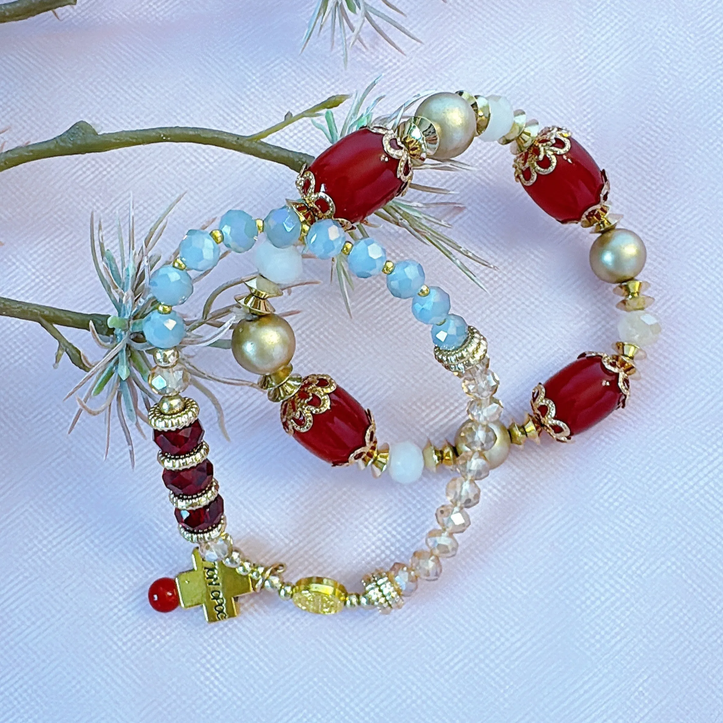 Divine Mercy Two Decades Rosary Bracelet Set