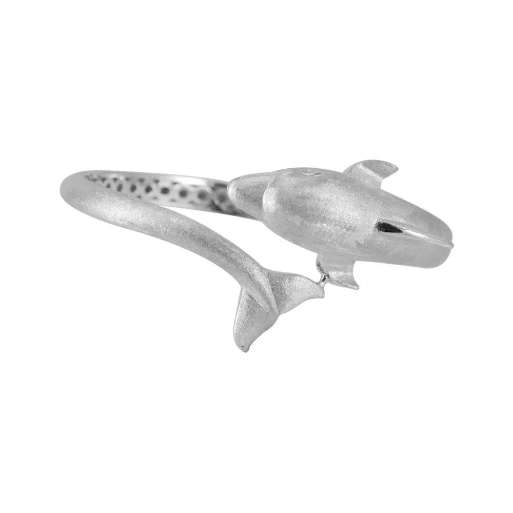 Dolphins Sterling Silver Cuff Bracelet with Locking System