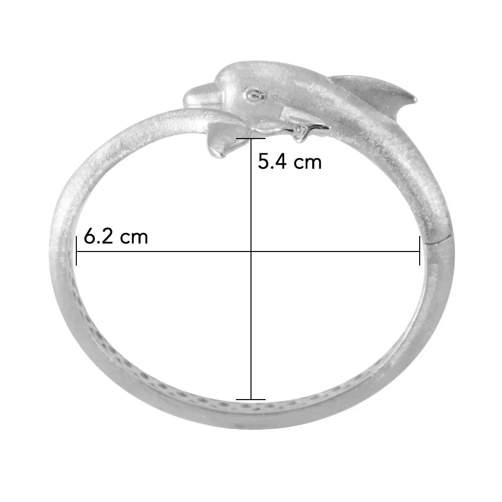 Dolphins Sterling Silver Cuff Bracelet with Locking System