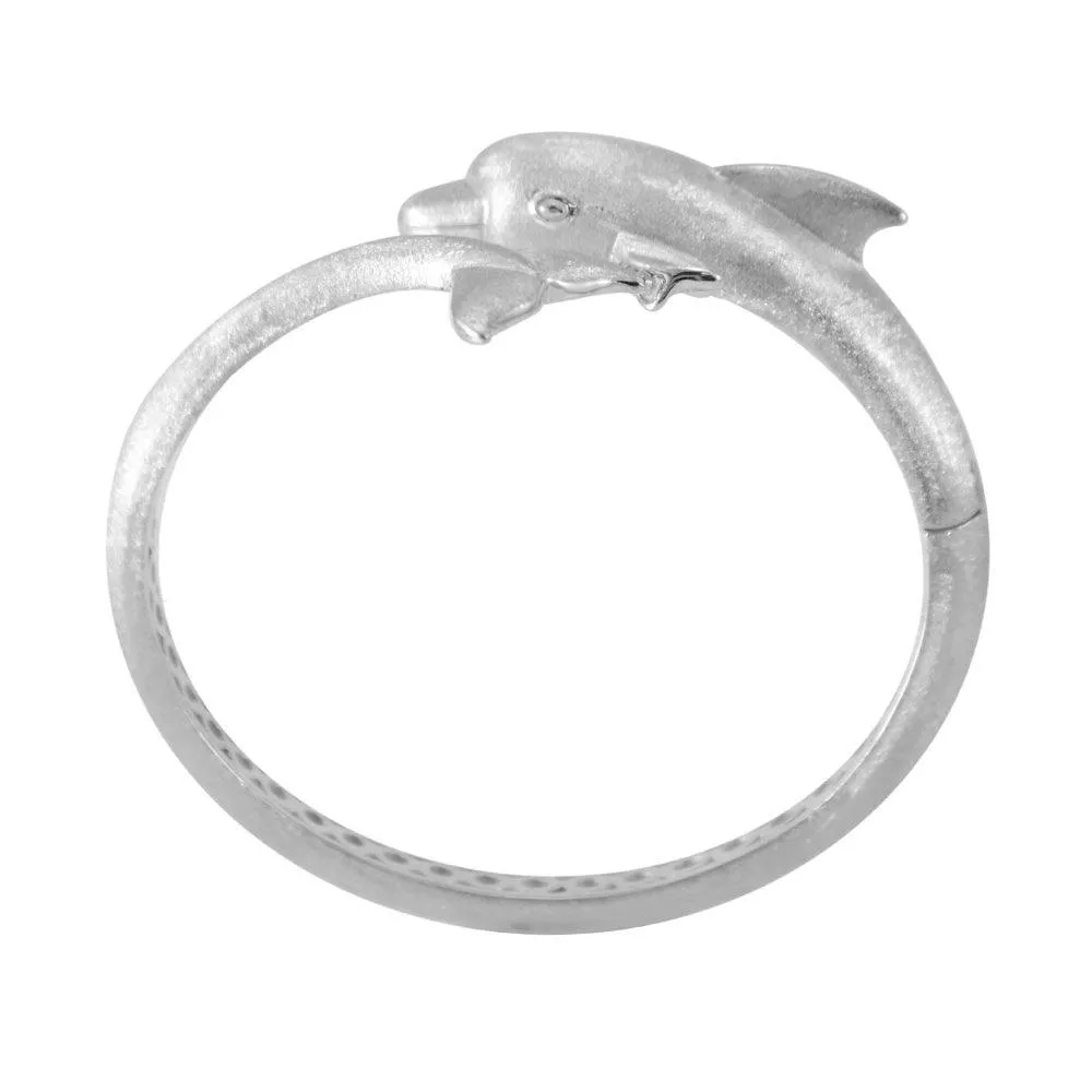 Dolphins Sterling Silver Cuff Bracelet with Locking System