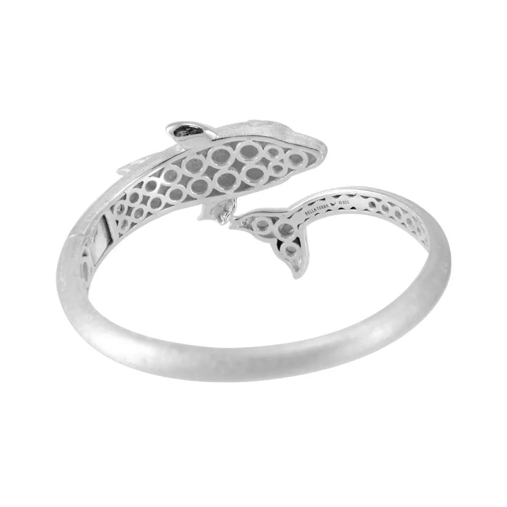 Dolphins Sterling Silver Cuff Bracelet with Locking System