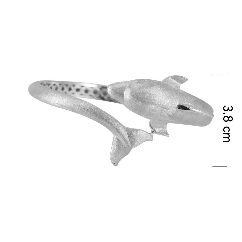 Dolphins Sterling Silver Cuff Bracelet with Locking System