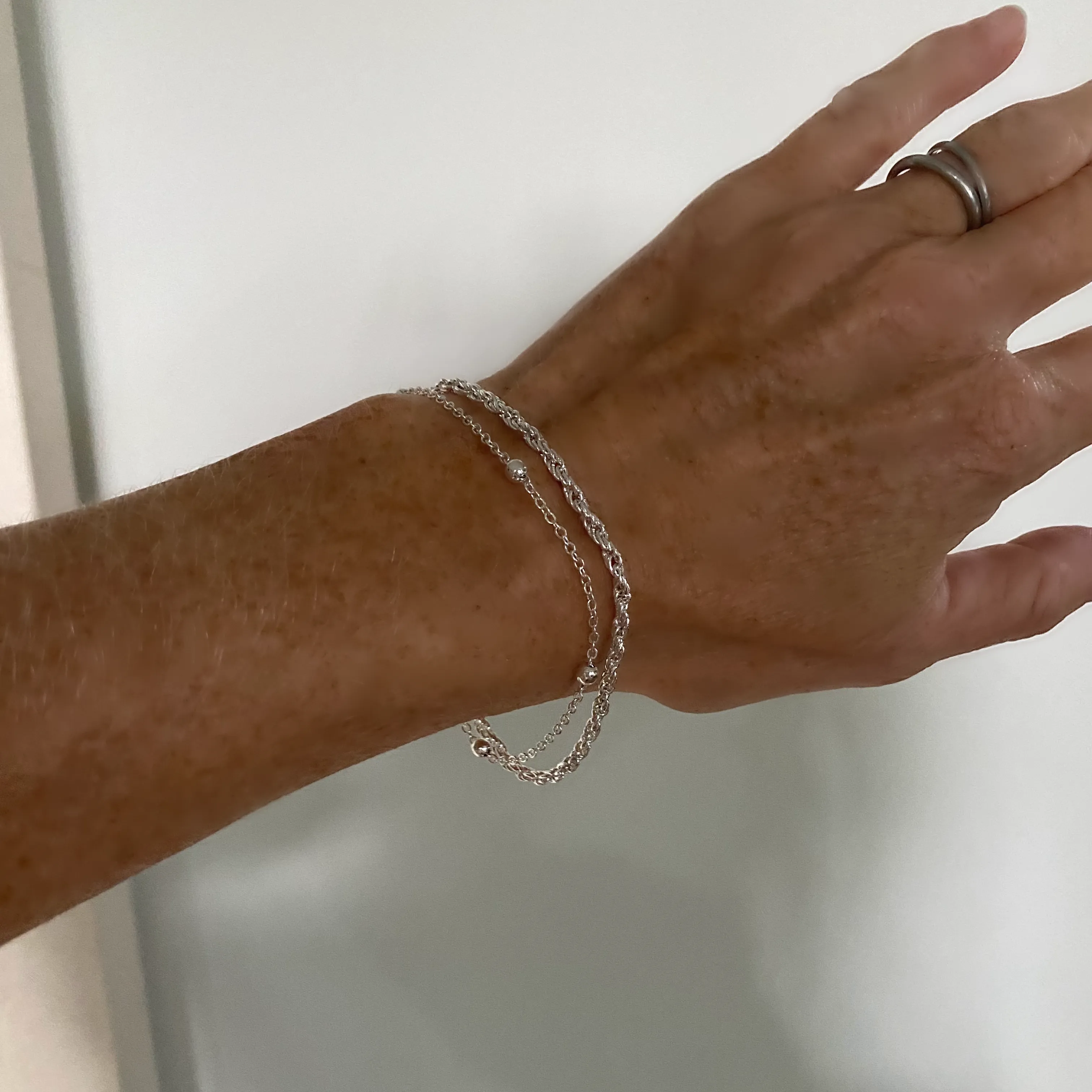 Double Silver Bracelet Set