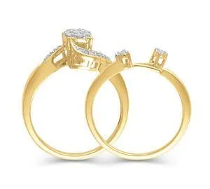 EternalDia 1/4 Ct composite Diamond Wrap Bypass Bridal Ring Set in 10K Yellow Gold