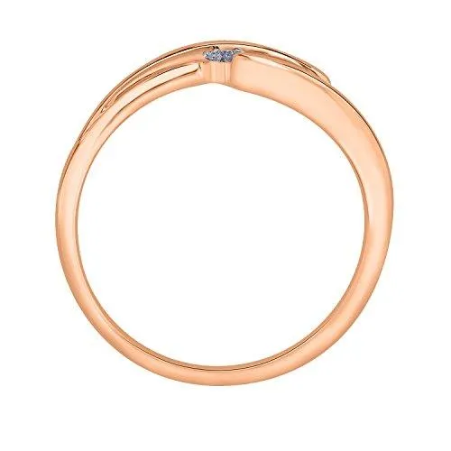 EternalDia IGI Certified Diamond Accent Three Flower Bypass Ring in 10K Rose Gold (0.08 Cttw)