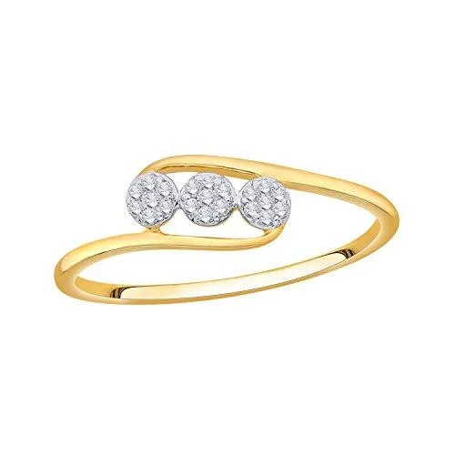 EternalDia IGI Certified Diamond Accent Three Flower Bypass Ring in 10K Yellow Gold (0.08 Cttw)