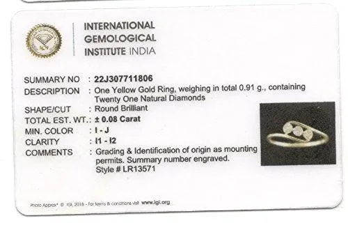 EternalDia IGI Certified Diamond Accent Three Flower Bypass Ring in 10K Yellow Gold (0.08 Cttw)
