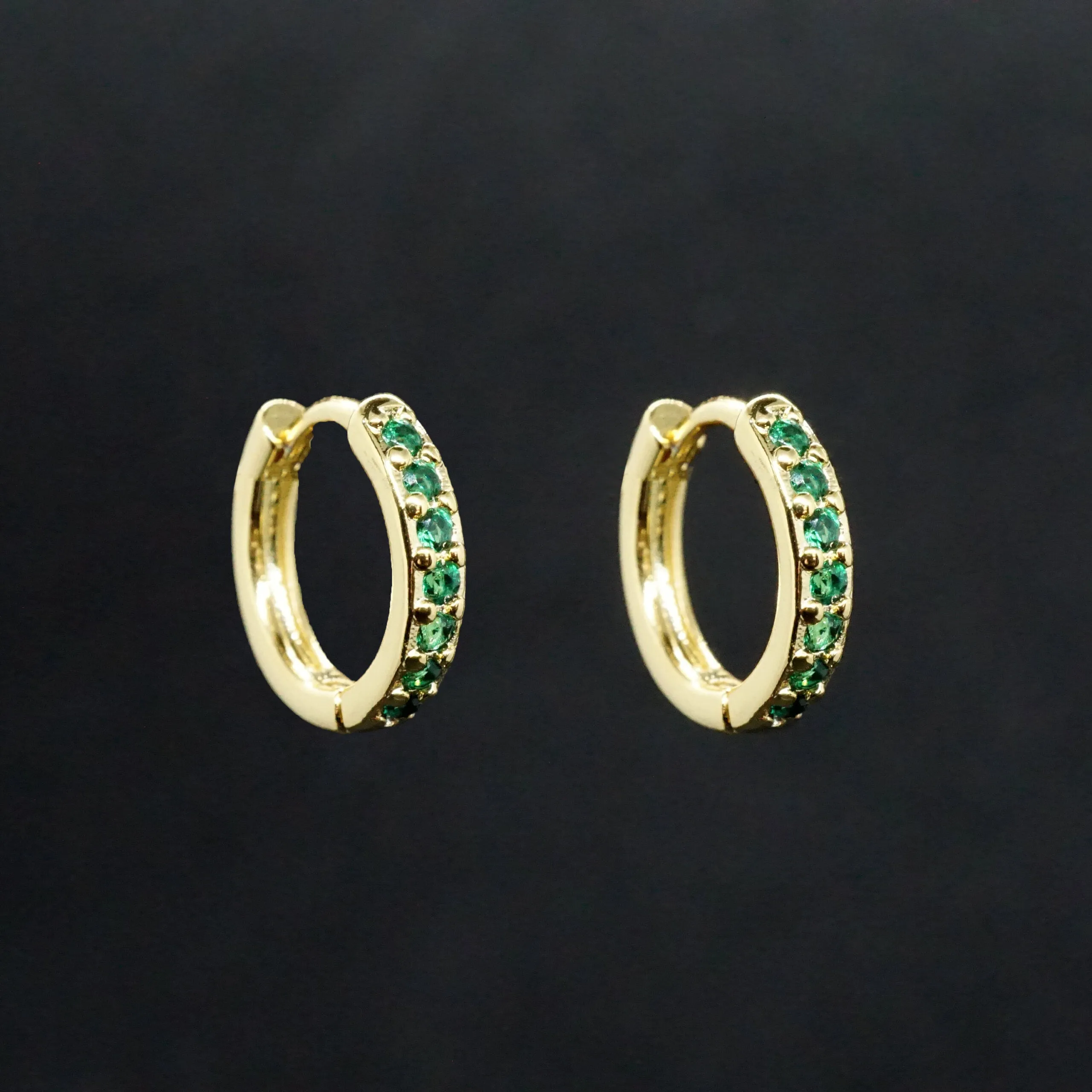 Evelyn X - Emerald Green Crystal Huggie Hoop Earrings